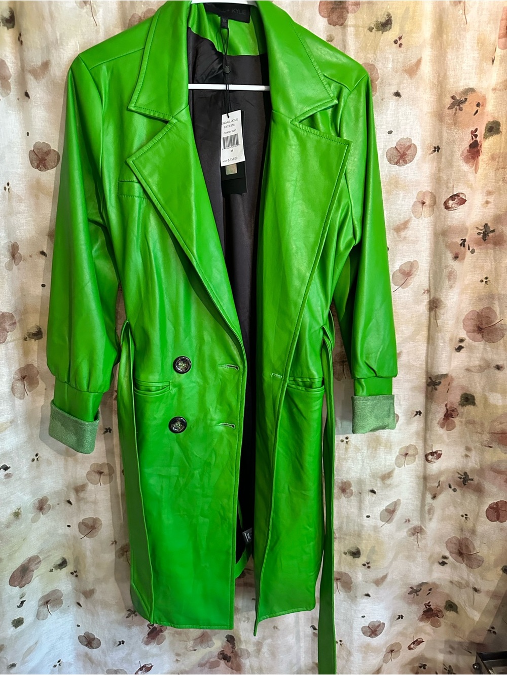 Green Faux Leather Trench Coat -Kendall and Kylie